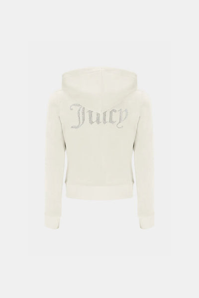 CREAM CLASSIC VELOUR DIAMANTÉ ROBERTSON HOODIE