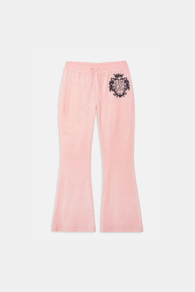 JUICY PINK 'ONCE UPON A TIME' ULTRA LOW RISE BAMBOO VELOUR HERITAGE POCKETED BOTTOMS