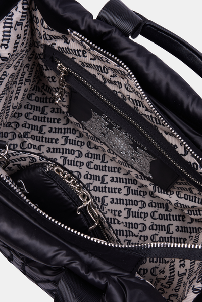 BLACK LARGE TONAL EMBROIDERED TOTE BAG