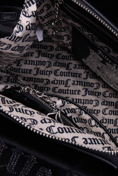 MEDIUM BLACK VELOUR DIAMANTE TOTE BAG