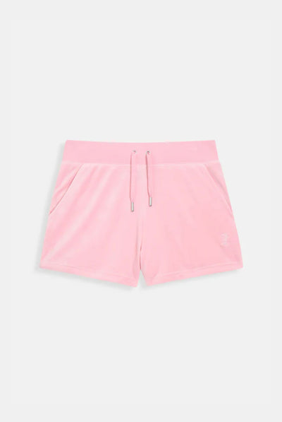 JUICY PINK CLASSIC VELOUR TRACK SHORT WITH BACK POCKET