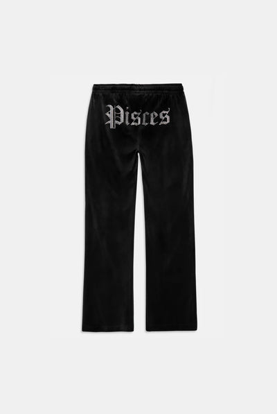 PISCES' BLACK VELOUR DIAMANTÉ TRACKSUIT BOTTOM