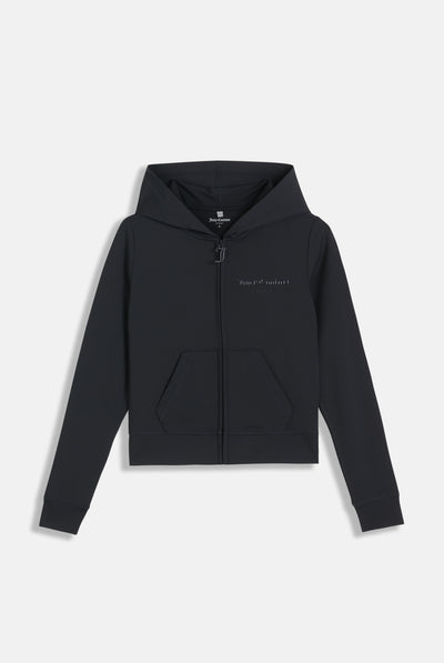 BLACK PEACHED ACTIVE FITTED HOODIE