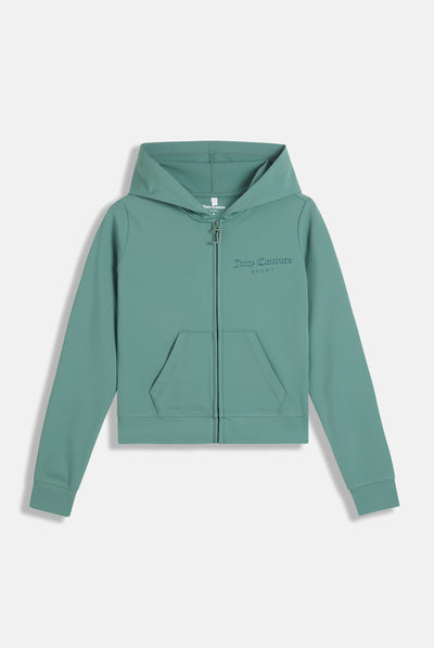 DUCK GREEN PEACHED ACTIVE FITTED HOODIE