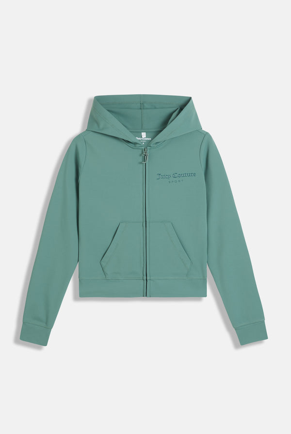 DUCK GREEN PEACHED ACTIVE FITTED HOODIE