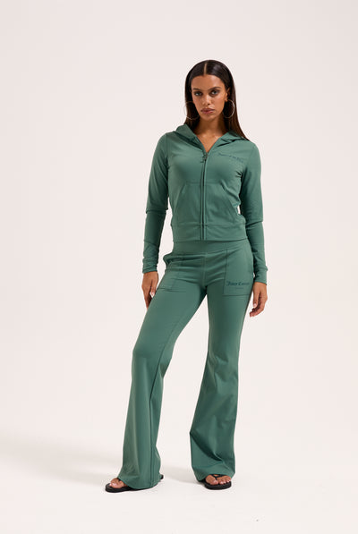 DUCK GREEN PEACHED ACTIVE LOW RISE PANTS