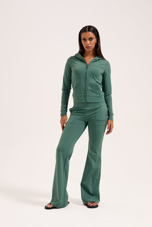 DUCK GREEN PEACHED ACTIVE LOW RISE PANTS