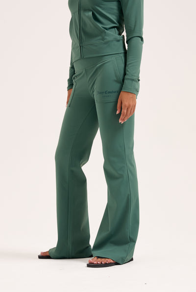 DUCK GREEN PEACHED ACTIVE LOW RISE PANTS