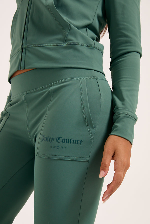 DUCK GREEN PEACHED ACTIVE LOW RISE PANTS