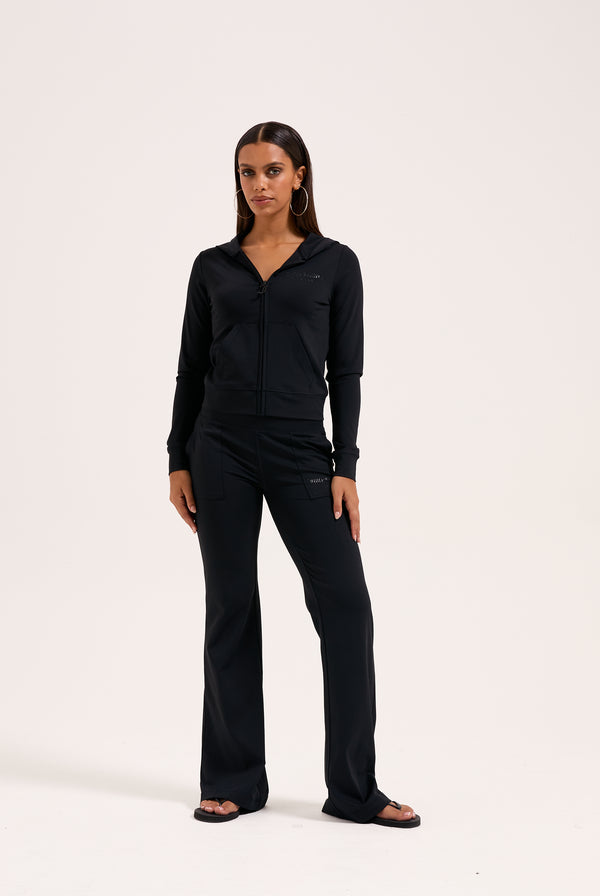 BLACK PEACHED ACTIVE FITTED HOODIE