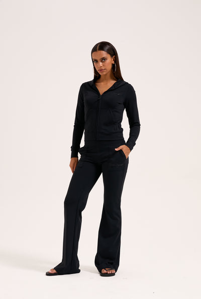 BLACK PEACHED ACTIVE LOW RISE PANTS