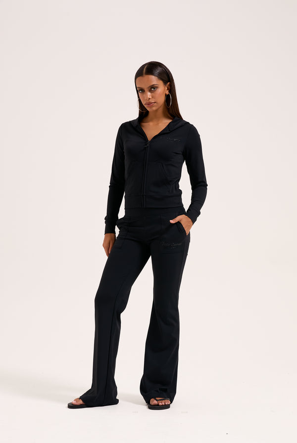 BLACK PEACHED ACTIVE FITTED HOODIE