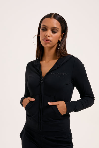 BLACK PEACHED ACTIVE FITTED HOODIE