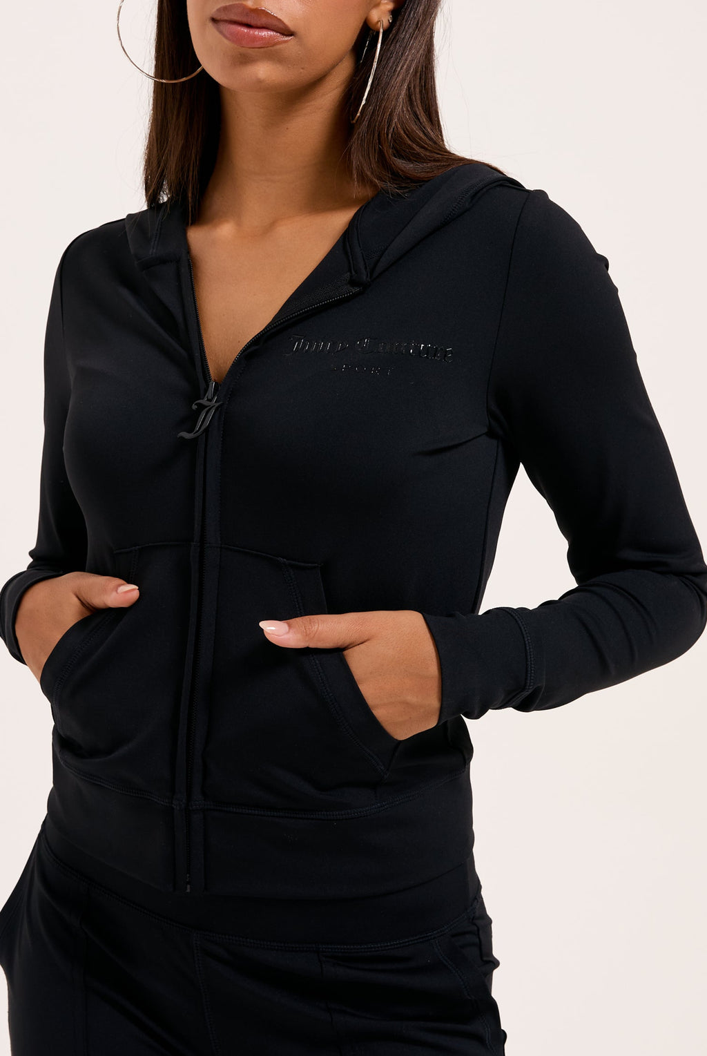 BLACK PEACHED ACTIVE FITTED HOODIE