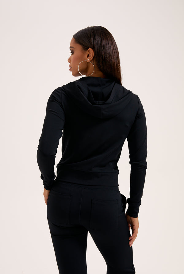 BLACK PEACHED ACTIVE FITTED HOODIE