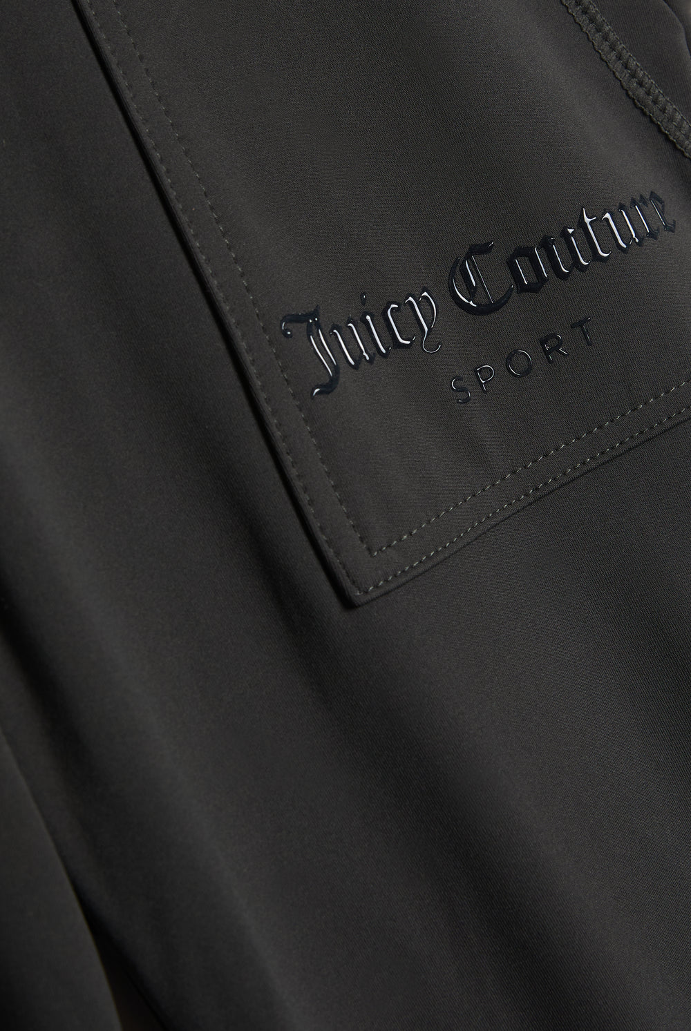 Displays the Raven 'Juicy' branded Active Low Rise Pant featuring the juicy couture sport branding 