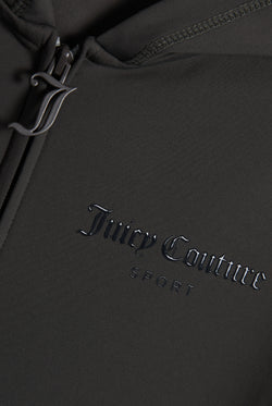 Displays the Raven 'Juicy' branded Active Fitted Hoodie featuring the juicy couture sport branding 