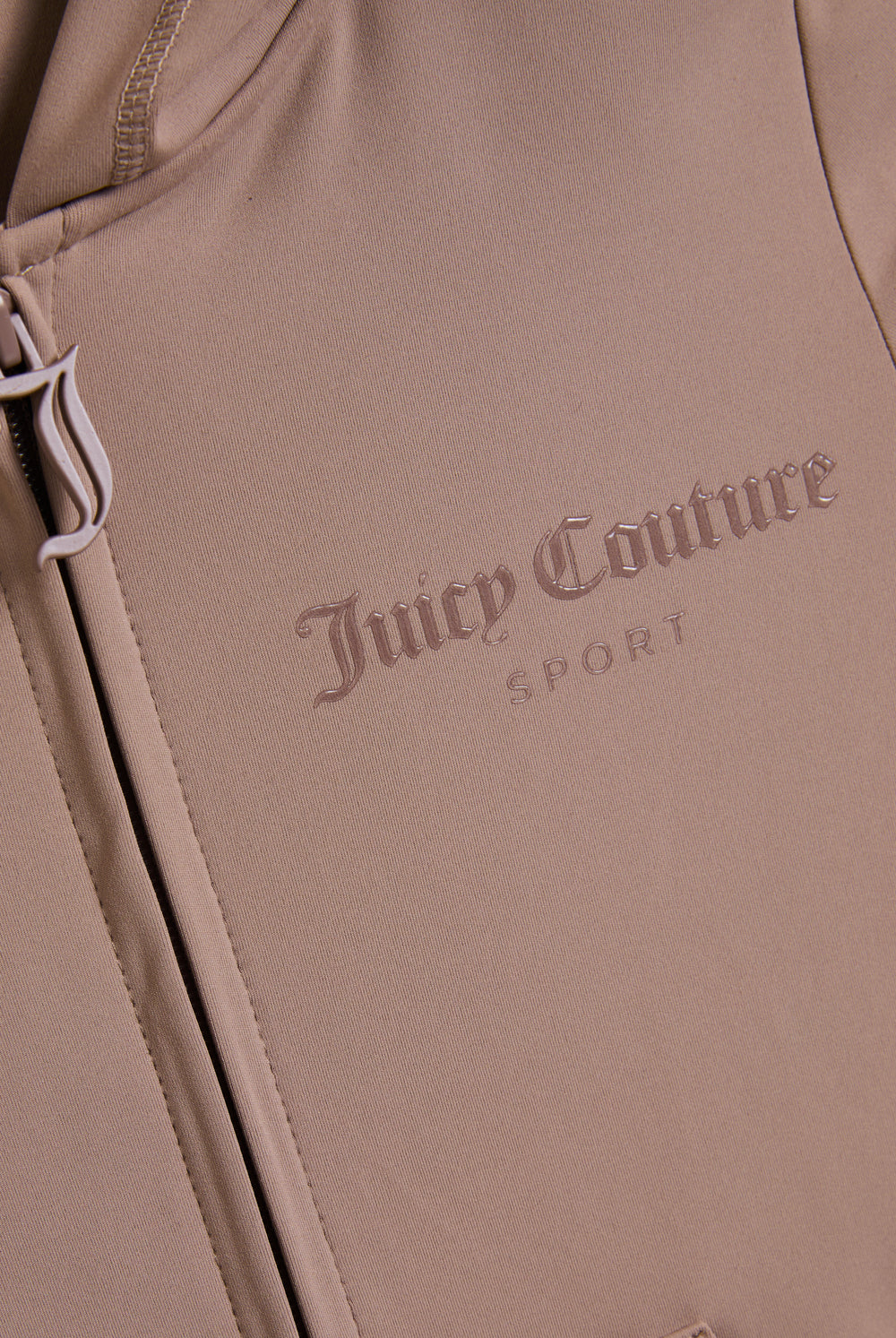 Displays the Fungi peached 'Juicy' branded active fitted hoodie featuring the juicy Couture branding