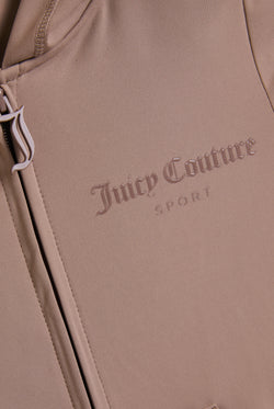 Displays the Fungi peached 'Juicy' branded active fitted hoodie featuring the juicy Couture branding