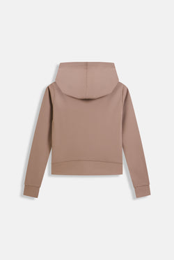 Displays the Fungi peached 'Juicy' branded active fitted hoodie