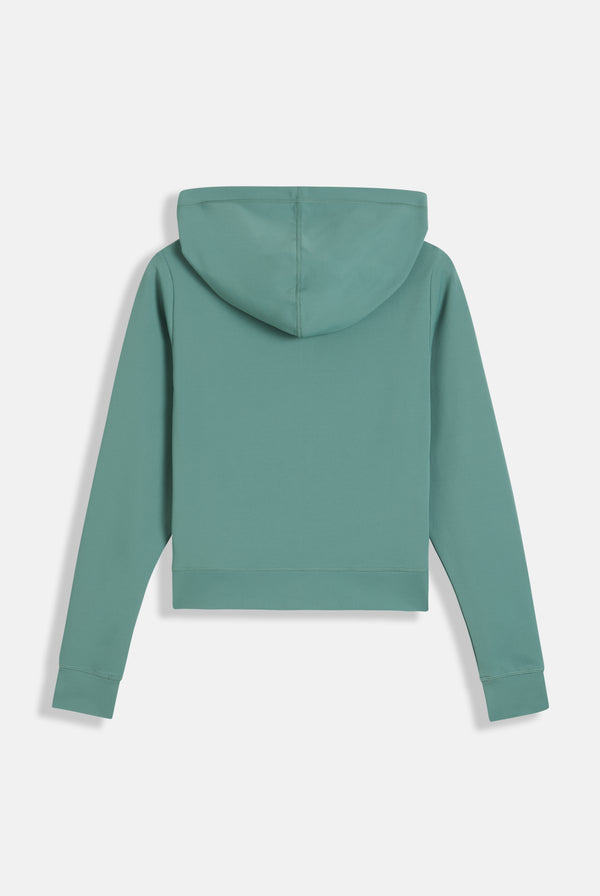 DUCK GREEN PEACHED ACTIVE FITTED HOODIE