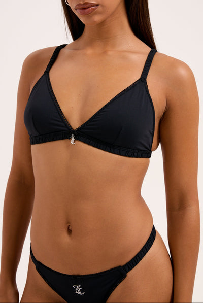 BLACK MICROFIBRE TRIANGLE BRA