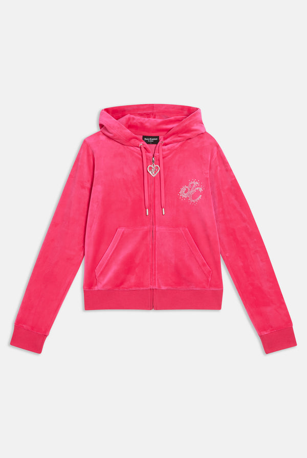 PINK GLO CLASSIC VELOUR SCATTER BEAD HOODIE – Juicy Couture UK