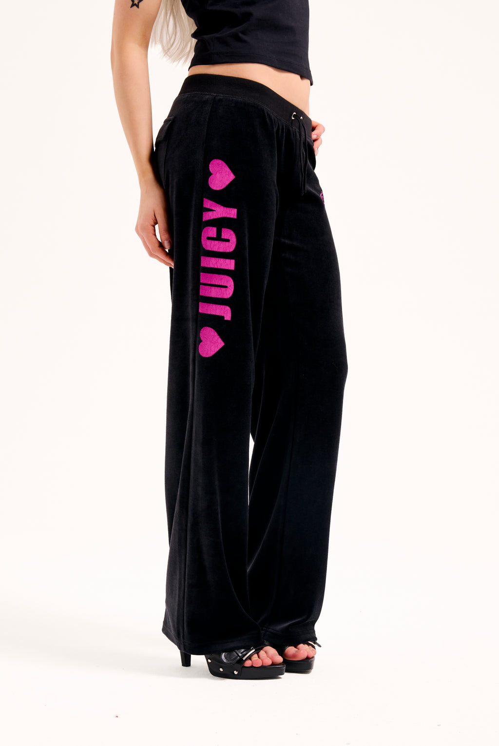BLACK JUICY ANGEL OG STRAIGHT LOW RISE PANT