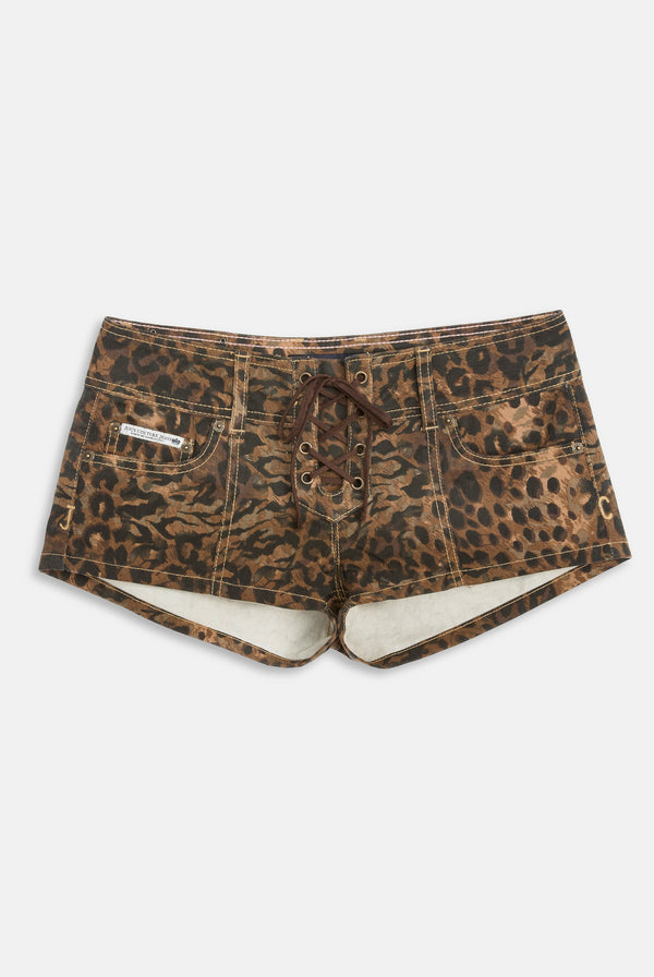 ANIMAL DENIM LACE UP SHORTS