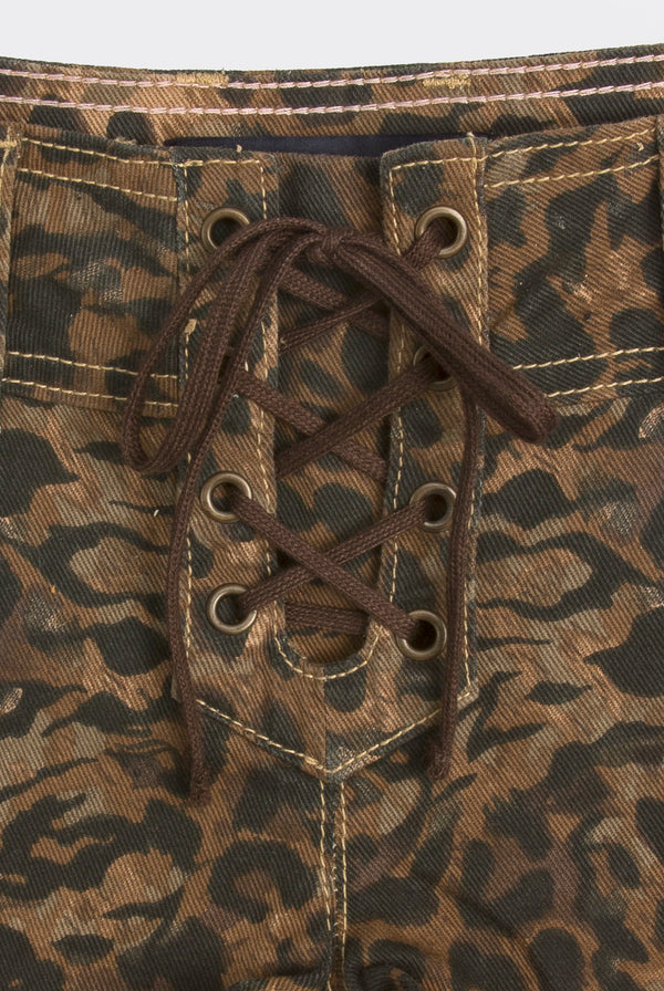 ANIMAL DENIM LACE UP SHORTS