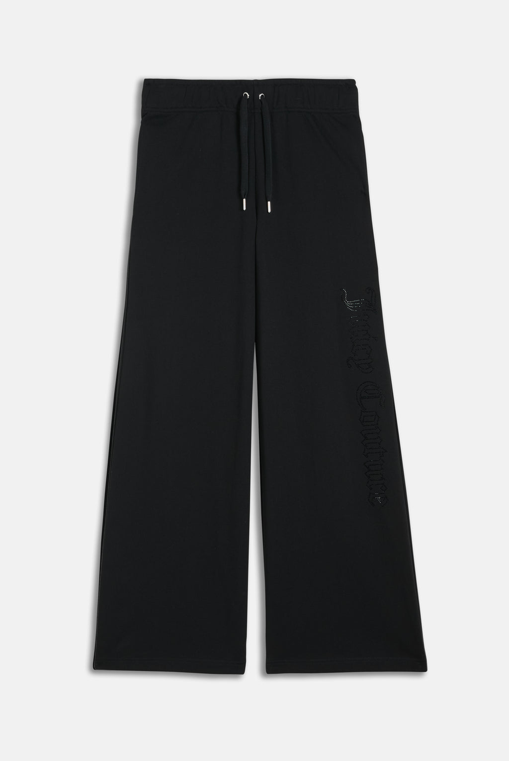 BLACK DIAMANTE FLEECE WIDE LEG TRACKPANT