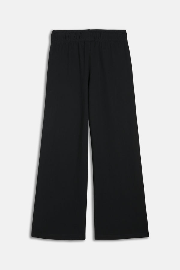 BLACK DIAMANTE FLEECE WIDE LEG TRACKPANT
