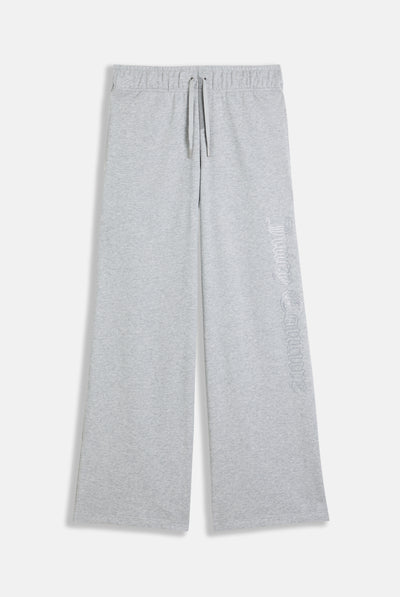 SILVER MARL DIAMANTE FLEECE WIDE LEG TRACKPANT