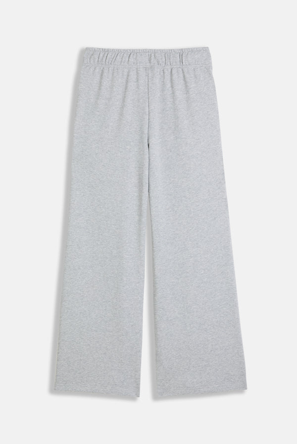 SILVER MARL DIAMANTE FLEECE WIDE LEG TRACKPANT