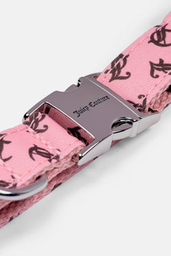 Displays the Juicy Pink 'Juicy' branded Pet Collar featuring the juicy branding