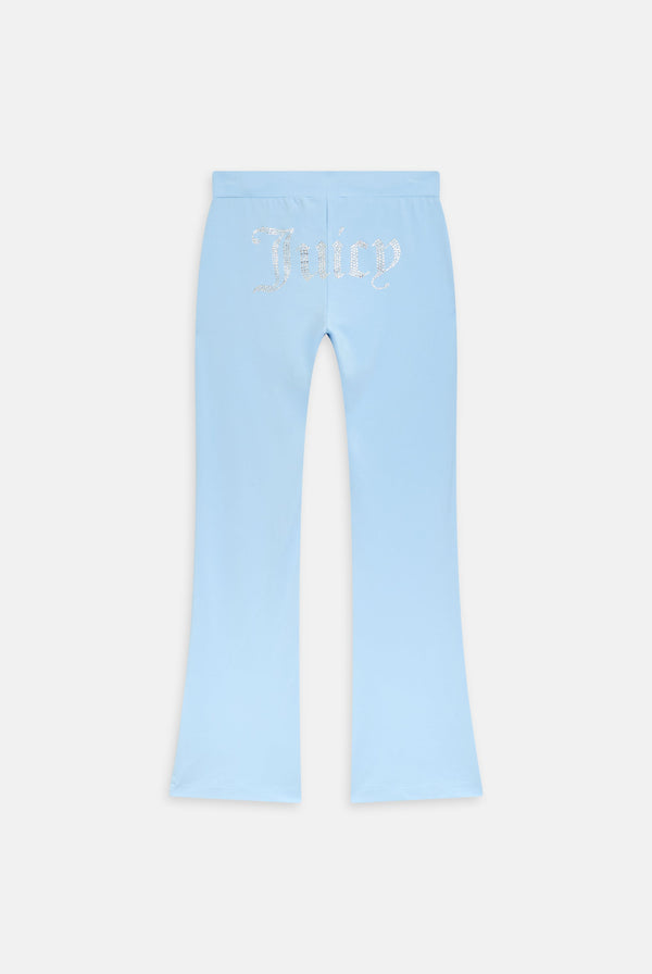 POWDER BLUE LOW RISE LUXURY JERSEY DIAMANTÉ TRACK PANT