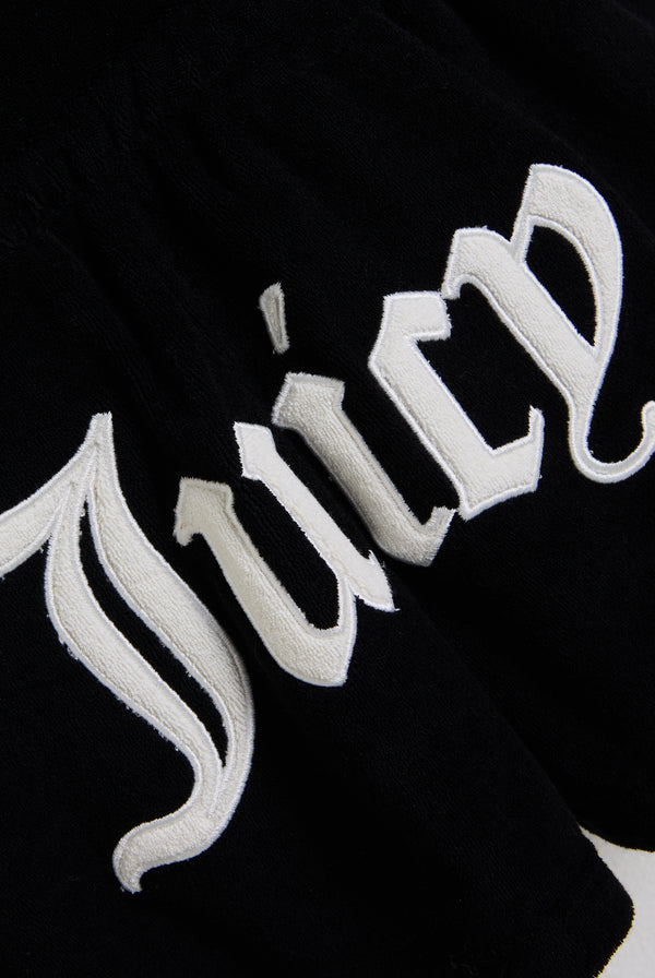 BLACK APPLIQUE TERRY TOWELLING ROMPER