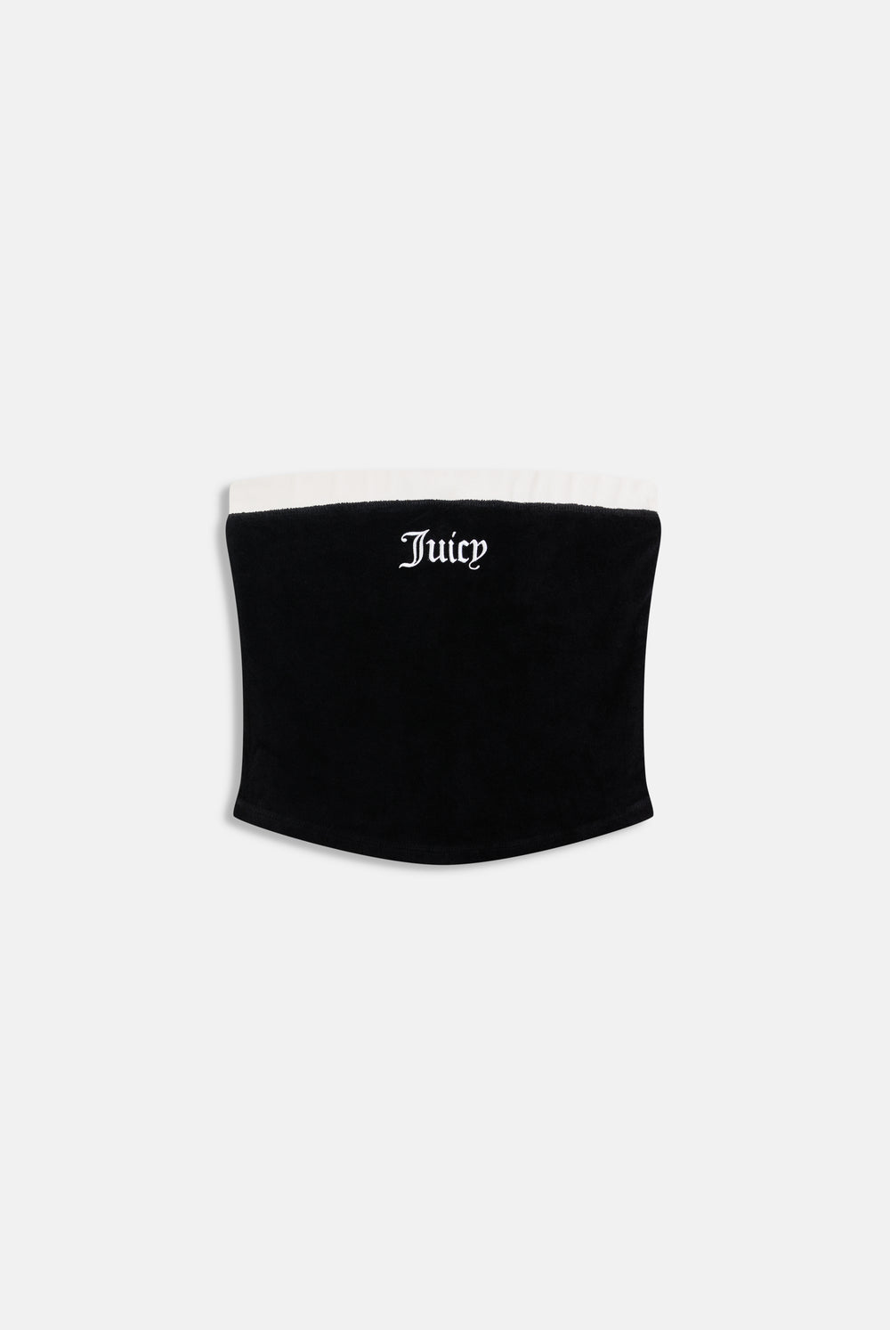 Displays the Black contrast 'Juicy' branding Terry bandeau 