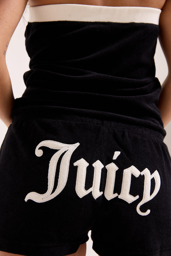 BLACK APPLIQUE TERRY TOWELLING ROMPER