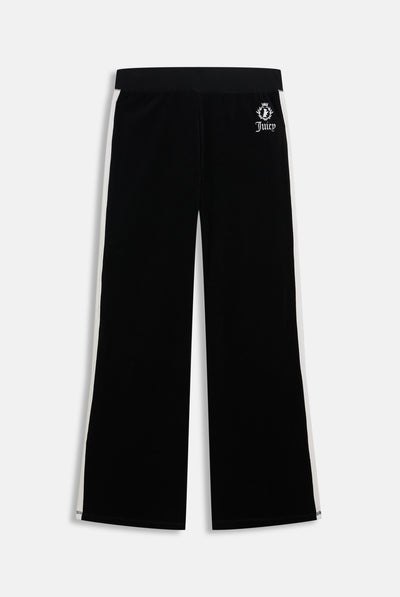 BLACK APPLIQUE TERRY ULTRA LOW STRAIGHT TRACK PANTS