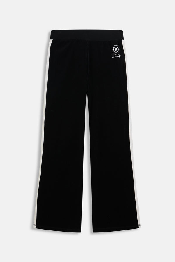 BLACK APPLIQUE TERRY ULTRA LOW STRAIGHT TRACK PANTS