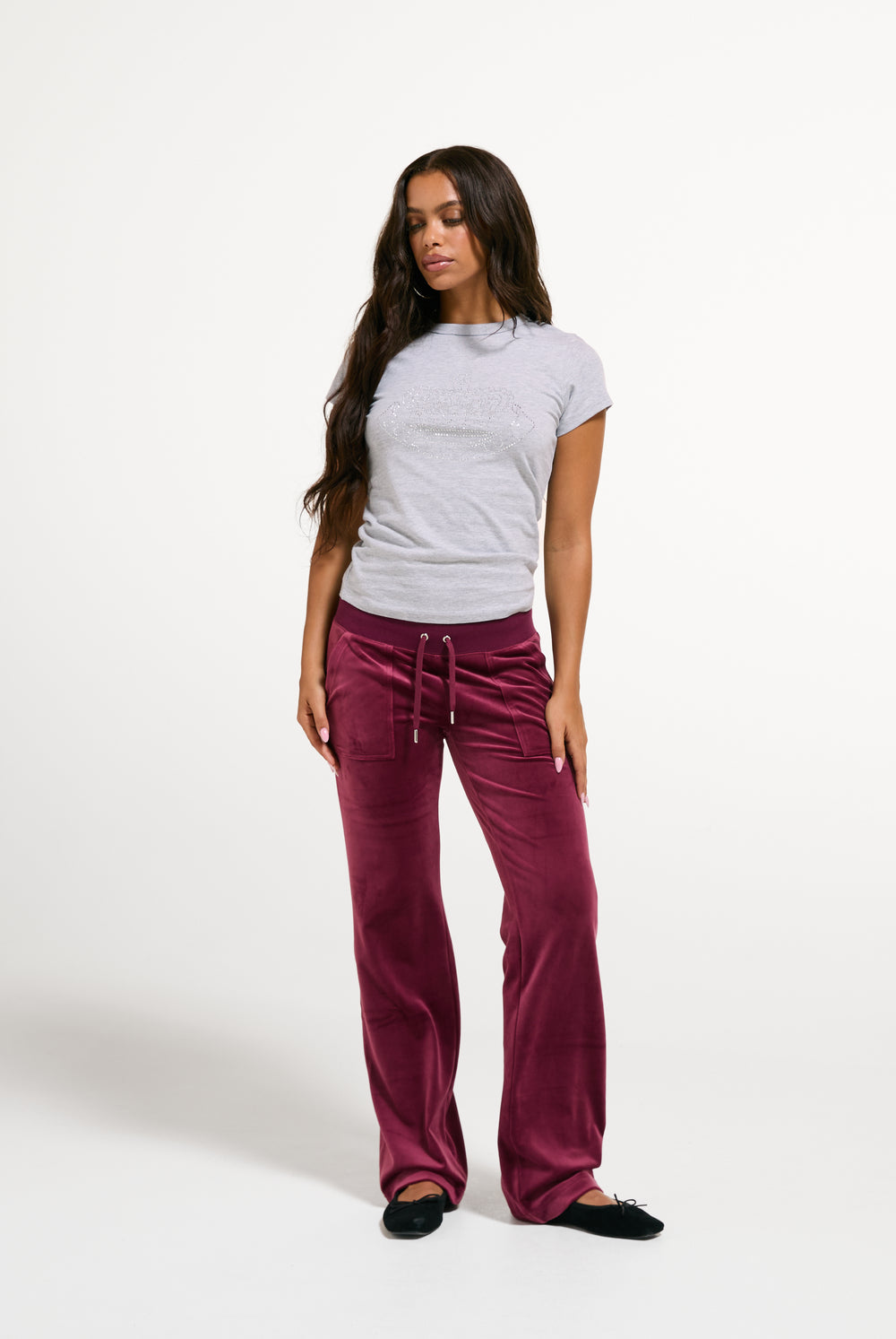 Silver Marl Studded Crown Crest T-Shirt