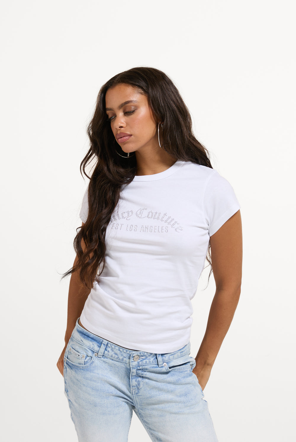 White Studded Juicy Couture Logo T-Shirt