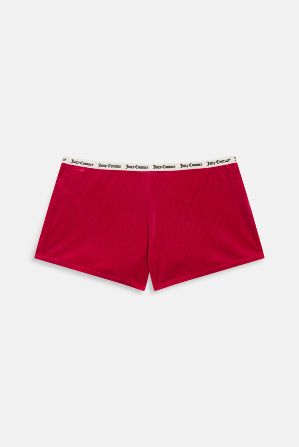 RASPBERRY SORBET RIBBED VELOUR SHORT