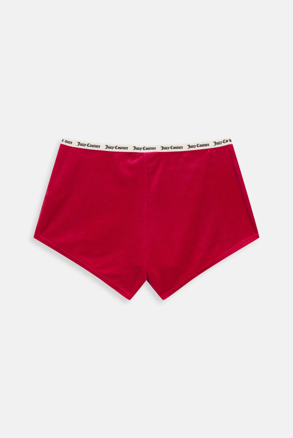 RASPBERRY SORBET RIBBED VELOUR SHORT