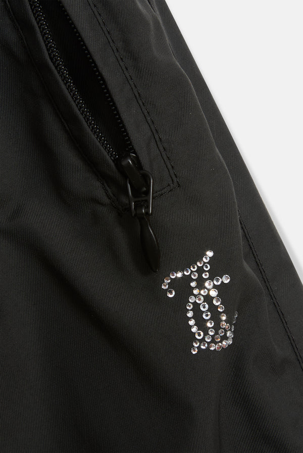 BLACK DIAMANTÉ PARACHUTE PANTS