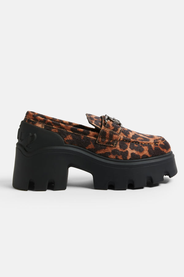 LEOPARD HAIR-ON LEATHER TRACK LOAFER