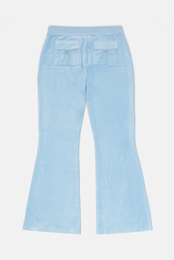 POWDER BLUE CHOOSE JUICY ULTRA LOW RISE BAMBOO VELOUR HERITAGE BOTTOMS