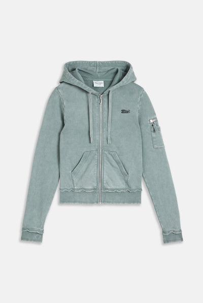 DUCK GREEN WASHED COTTON HOODIE