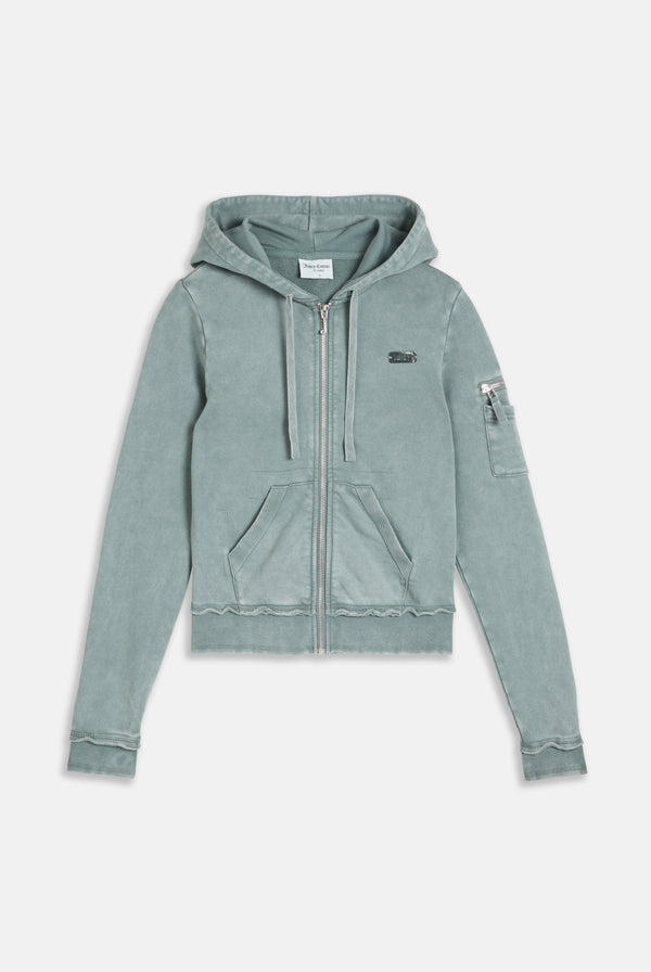 DUCK GREEN WASHED COTTON HOODIE